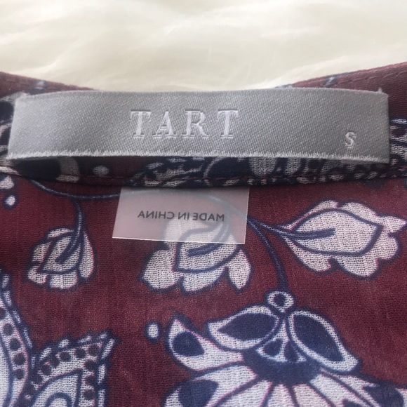 TARTE COLLECTIONS Fiona Cap Ruffled Sleeve Floral Sheer Top Blouse Size S NEW - Picture 6 of 9